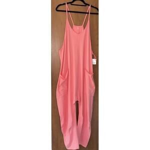 FP Movement Hot Shot Romper Size XL Coral Pink Free People Oversized Jumpsuit